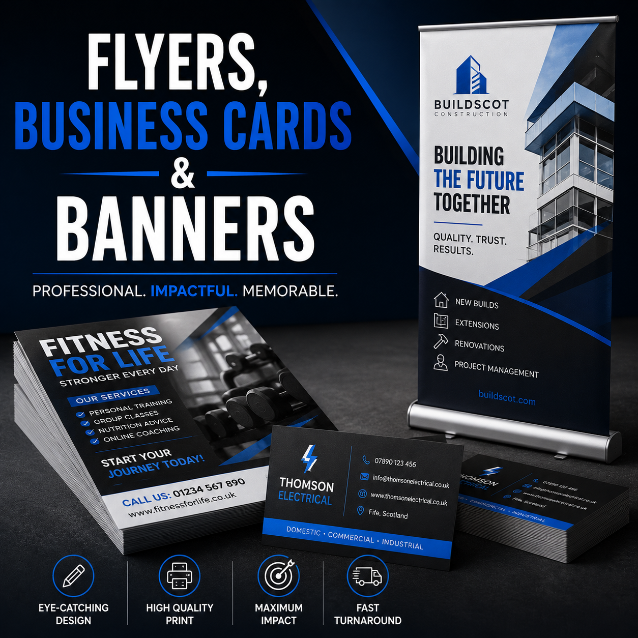 Flyers business cards and banners print outside the box