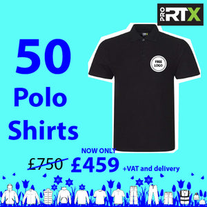 50 Personalised Pro RTX Polo shirts
