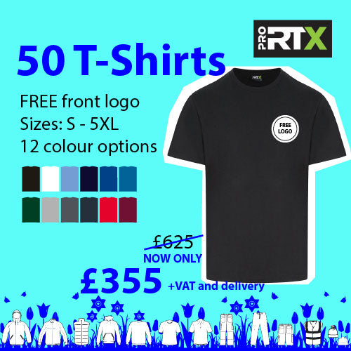 50 Personalised Pro RTX T-shirts