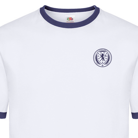 Personalised Retro Scotland Monochrome Crest Ringer T-Shirt