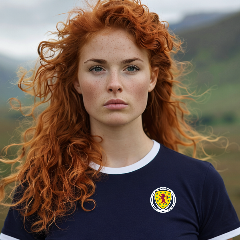 Personalised Retro Scotland Crest Ringer T-Shirt