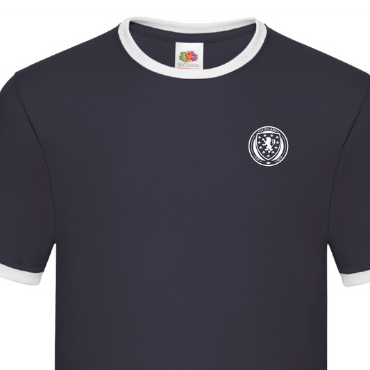 Personalised Retro Scotland Monochrome Crest Ringer T-Shirt