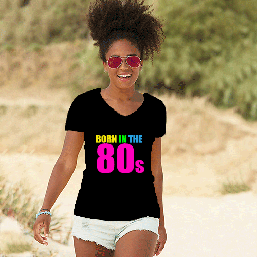 Udtømning skrig newness Born in the 80's - woman's t-shirt retro 80's style - rewind festival - Print Outside the Box Udtømning skrig newness Born in the 80's - woman's t-shirt retro 80's style - rewind festival - Print Outside the Box